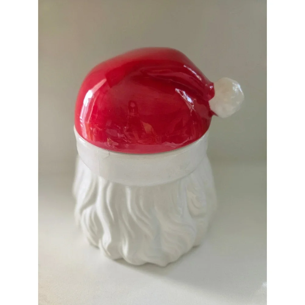 Member's Mark Santa Claus Head Ceramic Cookie Jar Christmas Holiday‎ Decor Red